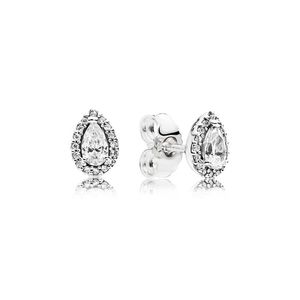 Brincos de Diamond Stud CZ para mulheres jóias de luxo com caixa para Pandora 925 Sterling Silver Tear Drop Earring Conjunto 57 M2246J