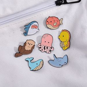 Ocean Animal Creature Enamel Brooch Pins Aesthetic Cute Lapel Badges Cool Pins for Backpacks Hat Bag Collar Diy Fashion Jewelry Accessories