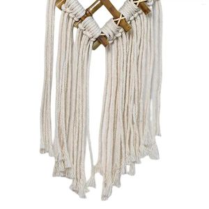 Tapisserier Macrame Woven Wall Hanging Tassel Decoration Geometric Wood Ornament Chic Fringe For Apartment Nursery Party Backdrop sovrum