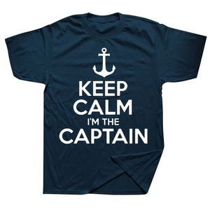 Męskie tshirty zachowaj spokój Im Kapitan Motor Boat Sailing Sea T koszule Graficzny bawełniany streetwear z krótkim rękawem Prezenty urodzinowe Summer Tshirt 230407