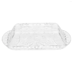 Dinnerware Sets Glass Butter Box Holder Plate Lid Container Restaurant Cheese Dish El Flatware Storage Plastic Cutlery