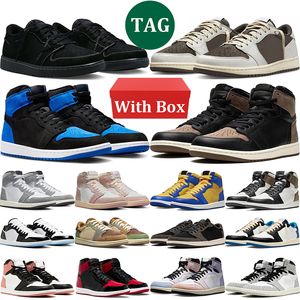 With Box Black Phantom 1 Basketball Shoes 1s Reverse Laney UNC Toe Lost Found Dark Mocha University Blue Light Smoke Grey outdoor mens trainer