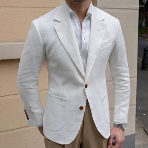 Men's Suits Linen Men Italian Blazer Luxury Stylish Hombre Chaqueta Wedding Groom Formal Social Club Outfits Jacket