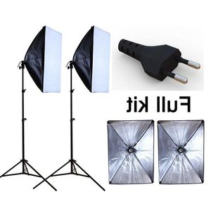 Freeshipping studio fotografico materiale riflettente a luce morbida Softbox kit luce illuminazione continua Softbox Alimentazione europea Axsxd