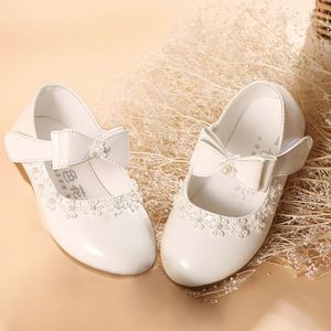 Scarpe basse Fiore Bambini Bambine Pelle verniciata bianca perla per bambini Abito da principessa per matrimonio da ballo per bambini 2023