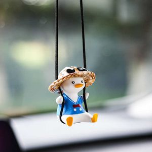 Dekorationen Cute Gypsum Navy Interior Decoration Holiday Swing Duck With Glasses Rearview Mirror Pendant For Car Accessories AA230407