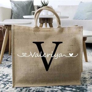 Confezione regalo Borsa tote personalizzata in tela da imballaggio Borse da spiaggia per damigella d'onore con nome Shopper per regali per la festa della mamma di addio al nubilato