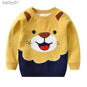 Sets Autumn and winter baby girl sweater sweater jacket children's woven sloper top baby boy cartoon long -sleeved sweater YQ231108