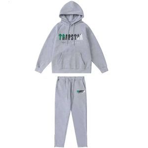 2023 Hoodie Trapstar Full Tracksuit Rainbow Handduk Broderi Decoding Hooded Sportkläder Män och kvinnor passar blixtlåsbyxor Leisure Trend