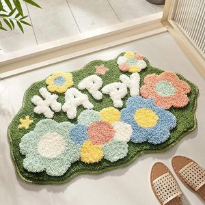 Carpets Green Mosses Doormat Mat Soft Tufted Flower Rug Living Room Bedroom Decor Carpet Waterproof Kitchen Entrance Anti-Slip Bath