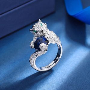 Band Rings In Charms Trend Personality Animal Leopard Ring Woman Ruby Gem Wedding Anniversary Bride Luxury Jewelry Holiday Gift 231108