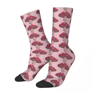 Herrstrumpor Retro Red Happy Mushroom Unisex Harajuku Mönster tryckt Crazy Crew Sock Gift