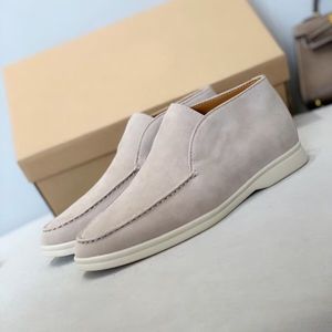 Designer de luxo homens sapatos casuais mocassins baixo top camurça couro oxfords loro-x-piana mocassins verão caminhada mocassins deslizamento em mocassins sola de borracha apartamentos 35-46 com caixa