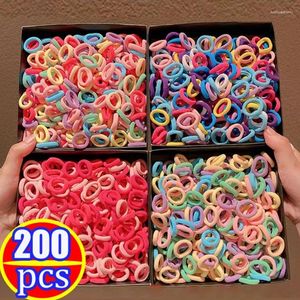 Hair Accessories 100/200Pcs Colorful Nylon Ealstic Bands For Women Girls Fashion Ponytail Hold Scrunchie Ties Children