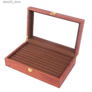 Jewelry Boxes Wooden 9 Slots Ring Box Tray Shop Display Case Organizer Jewelry Collect Holder Q231109