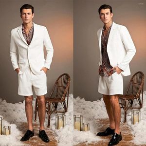 Abiti da uomo Abito da uomo estivo 2 pezzi Giacca sportiva Pantaloni corti Monopetto Risvolto con visiera Business Moderno Matrimonio Sposo Costume su misura