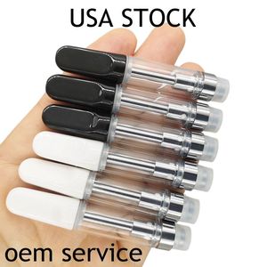 USA Warehouse 510 Carrinhos 1.0ml Cartuchos Vape Cerâmicos 2.0mm Óleo Espesso Vazio Vaporizador Canetas Atomizador 1000pcs / caixa Preto Branco Cigarros Eletrônicos