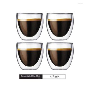 Canecas 80ml/150ml/350ml Conjunto de café duplo Conjunto de café Vidro resistente ao calor Mocha pendurada Mocha Espresso Home Cups Anti-Scalding