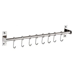 Kitchen Towel Hooks Home Pan Tools Storage Rack Punch Free Screw Fixed Hanger Organizer Utensils Stainless Steel Holder Wall Mounted Hanging Pot 231109