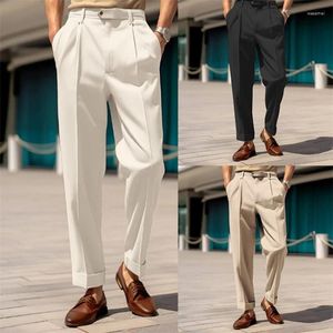 Men's Pants Autumn Mens Suit Trousers Pure Color Casual High Waist Business Office Male Formal Fashion Daily Comfort Men