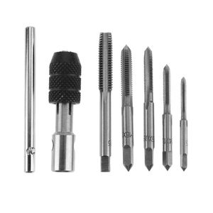 Professionelle Handwerkzeug-Sets 6-tlg. T-Typ-Schraubenschlüssel-Bohrer-Set Gewindeschneidwerkzeuge Maschinengewindebohrer Twist Bit M3/M4/M5/M6/M8 DIY