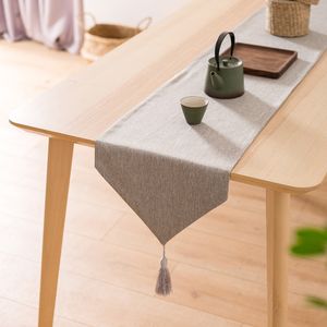 Table Runner Runner Nordic style cotton linen Japanese style simple and elegant tassels on the table Runner American coffee table flag home decoration 230408