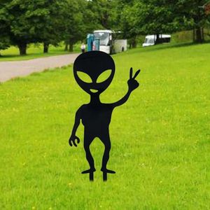 Garden Decorations Decoration Non-breakable Funny Black Alien Yard Art Insert Sign Courtyard Supply