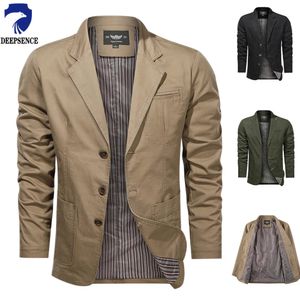 Abiti da uomo Blazer Primavera e autunno Uomo Retro Abito in tinta unita Business Ampio sciolto multitasche multitasche Giacca casual regolare 231109