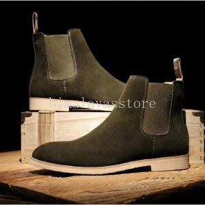 Large Size Mens Casual Breathable Genuine Leather Ankle Boots Nubuck Chelsea Booties Young Gentleman Cowboy Shoes Autumn Winter