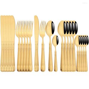 Set di stoviglie Drmfiy Spiga di Grano 6/24 Pezzi Set di Posate di Lusso Cena Coltello Forchetta Cucchiaio Stoviglie Cucina Occidentale in Acciaio Inossidabile 304