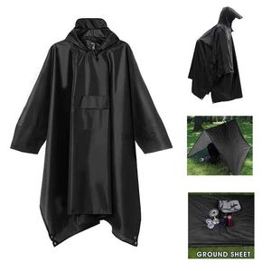 Rain Wear 3 In 1 Outdoor Military Raincoat Hooded Sleeve Waterproof Rain Poncho Motorcycle Rain Cover Camping Hiking Travel Rainwear Picni zln231109