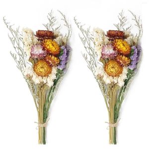 Flores decorativas 2 peças buquês de flores secas para vaso flores de palha/crisântemo decoração de casa arranjos florais sala de estar moderna