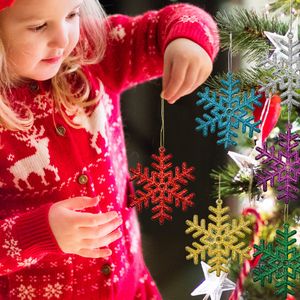 Nova decoração de natal decoração de árvore de natal cebola em pó floco de neve pacote 6 cores decoração de cena de natal