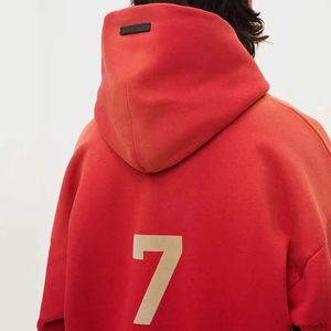 2023 New Men's and Women's Sweater Fashion Brand Essentialsweatshirt New Season 7 High Street Red Digital Sweater Ins Coat {category}