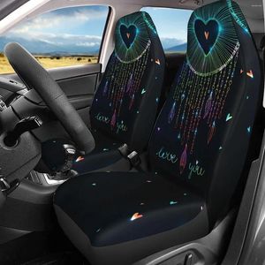 Fundas para asientos de automóviles Atrapasueños coloridos Juego de 2 piezas Protector frontal para vehículos Accesorios interiores para automóviles Protectores Mat