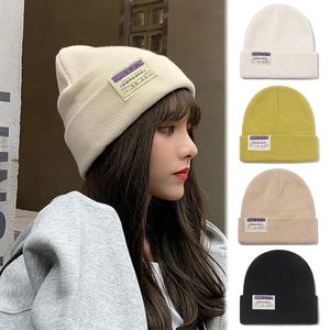BeanieSkull Caps Woolen Knit Beanies Hat For Women Girl JK Korean Solid Color Ear Warmer Skullies Cap Casual Winter Autumn Windproof Melon 231109