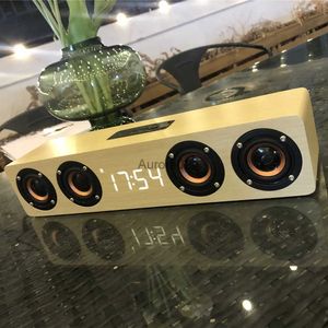 Computer Speakers High-Value Wooden Bluetooth Speaker Gift Soundbox Home Clock Soundbar Computer Subwoofer Portable Radio TF U Disk MP3 Music Box YQ231103