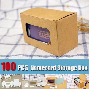 Presentförpackning gratis 100 datorer visitkort Förpackning Box Kraft Paper Namecard Soap Bank Card Etikett Tag Storage Anpassade 2 storlekar