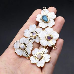 Pingente colares encantos concha natural pentapetal flor mistura cor branca para fazer diy brinco colar acessórios