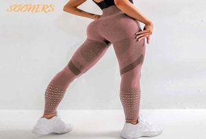 SOONERS Yoga Outfit Shaping Seamless Legging Womens High Waist Fitness Energy Tights Gym Workout Running Activewear Hollow Sport T3521531