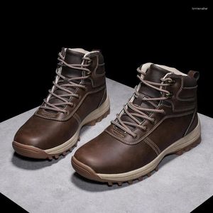 Botas 2023 inverno quente neve masculina artesanal impermeável trabalho tornozelo sapatos de cano alto homens