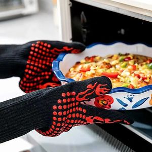 Ugnsmittor Grillande handskar Silikon Anti-glid ugns värmebeständiga kökshandskar för matlagning Bakning Fireproof BBQ-handskar Mikrovågsredskap 231109