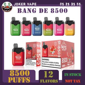 Bang DE 8500 Puffs Original 0% 2% 3% 5% Одноразовая ручка Vape Электронный сигаретный батончик 12 вкусов Аккумуляторная батарея Предварительно заполненный картридж со катушкой 18 мл Vapor Bar на складе