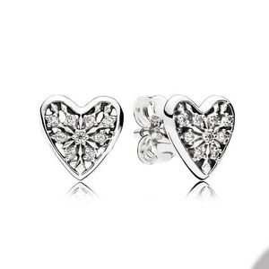 CZ Diamond Heart Stud örhängen för Pandora Authentic Sterling Silver Wedding Designer Earring Set For Women Girl Gift Love Earring With Original Box