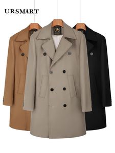 يمزج صوف الرجال المعطف الصوف معطف منتصف طوله مزدوج الصدر سميكة قابلة للفصل أسفل الخزان البريطاني الذوق 231108