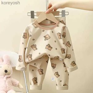 Pajamas Autumn New Toddler Kids Thermal Underwear Pajamas Cartoon Cotton Winter Lounge Boy Girl Casual Pyjamas Children Warm SleepwearL231109