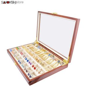 Schmuckschatullen, 40 Paare, Kapazität, luxuriöse Manschettenknöpfe, Geschenkbox, hochwertige bemalte Holzkiste, authentische 350 x 240 x 50 mm, Ring-Earing-Box Q231109