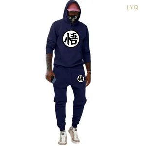 Tute da uomo Set Hip Hop Grafica cartoon WuKong Stampa Plus Pile Moda Felpa con cappuccio da uomo Felpe con cappuccio Felpe + Pantaloni Pantaloni sportivi Tuta casual 99FS