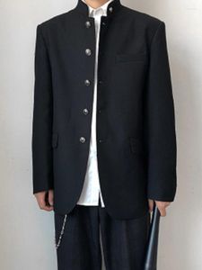 Abiti da uomo Uniforme scolastica stile giapponese Giacca Colletto alla coreana Uomo Donna Abito a tunica Costume DK Cappotto nero con targhetta Versione alta