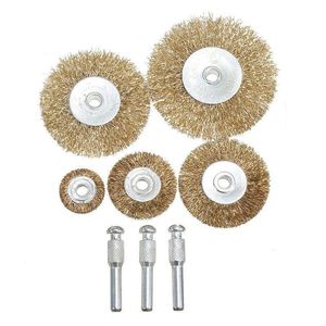 Freeshipping 8Pcs/lot Flat Mini Brass Wire Cup Wheel Polishing Brush Grinder Drill Rotary Tool Npxra